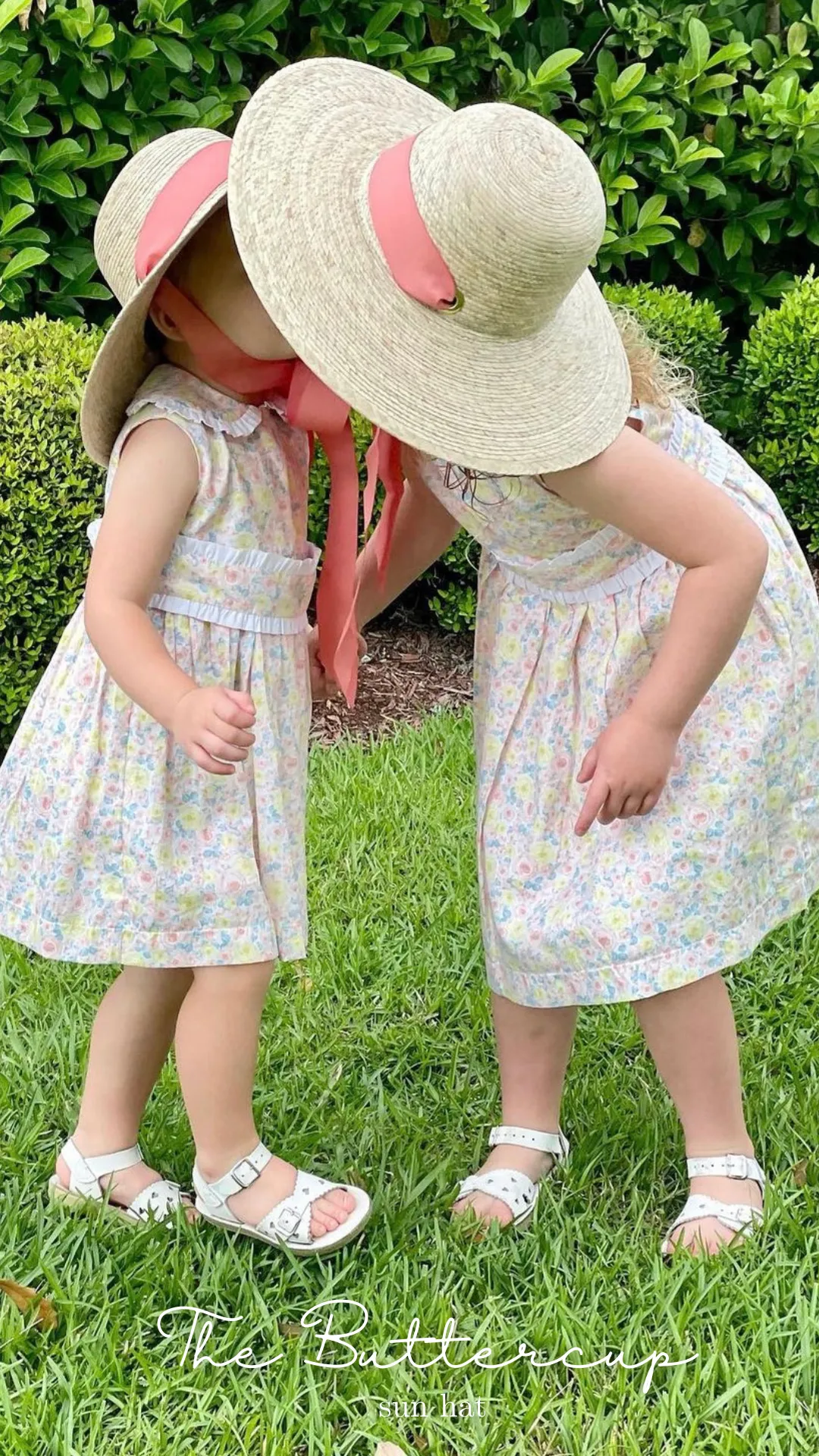 Buttercup Little Girl’s Hat - Vintage Sweet Pea Bouquet Ribbon