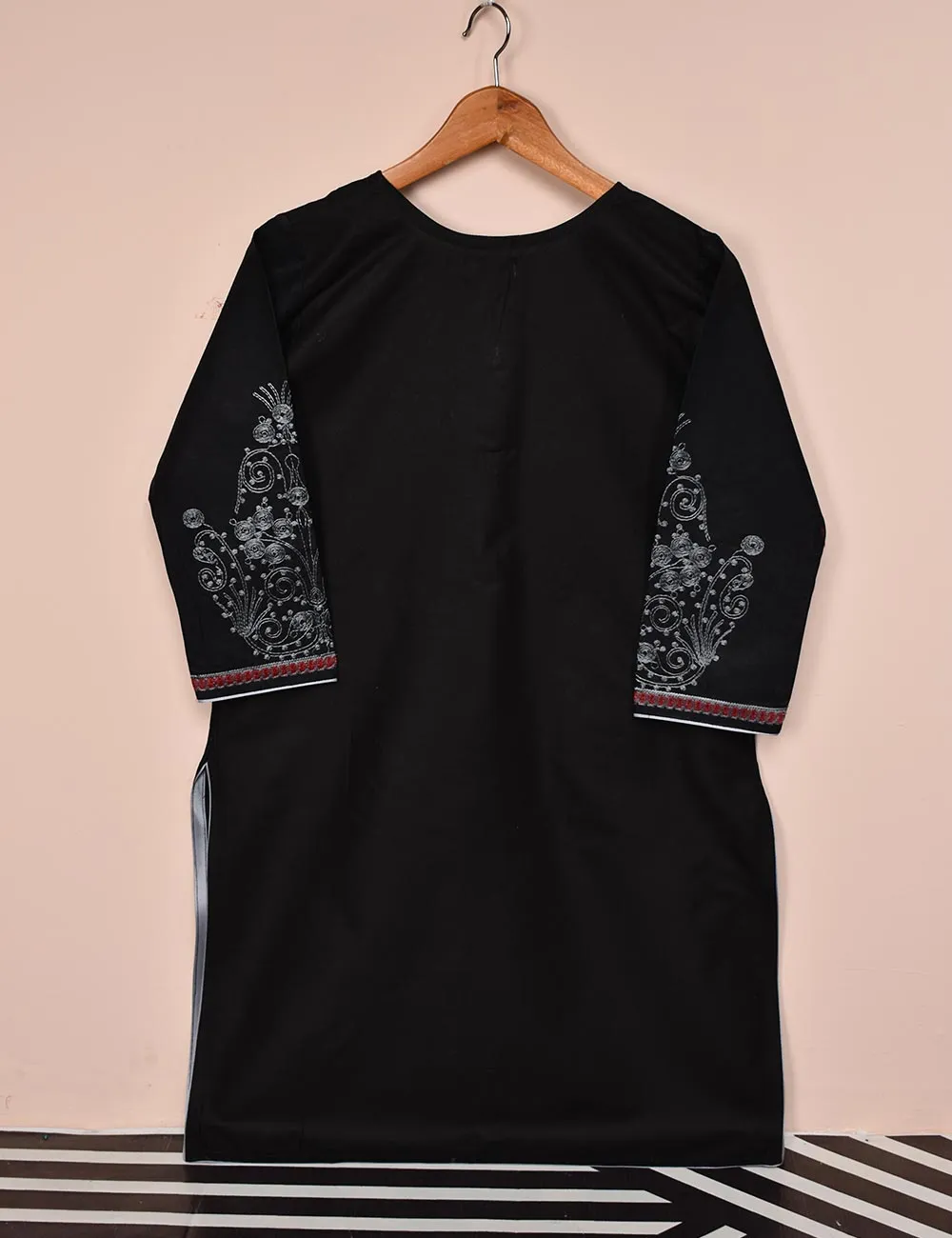 Cambric Embroidered Kurti - Blaze (T20-054-Black)