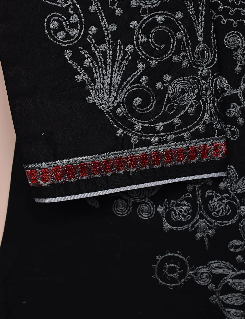 Cambric Embroidered Kurti - Blaze (T20-054-Black)