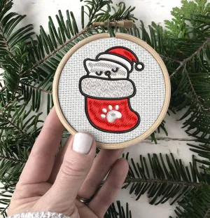 Cat Embroidered Christmas Ornaments
