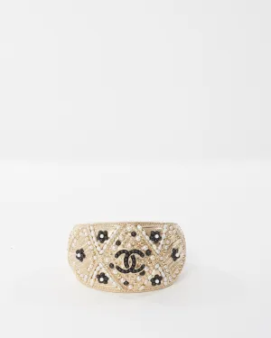 Chanel Gold Metal Jewelled and Beaded Cuff