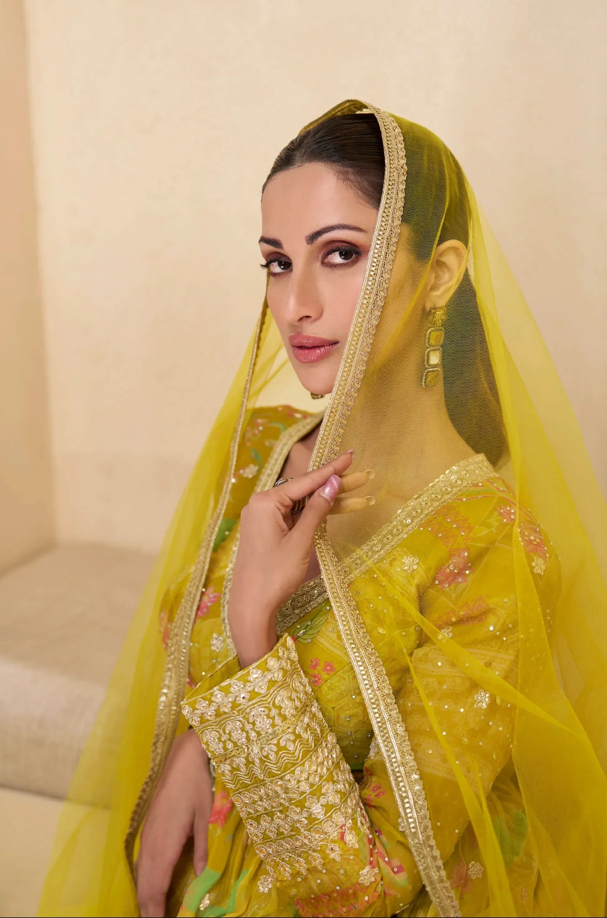 Charming Multicolor Yellow Floral Embroidered Anarkali