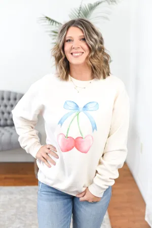 Cherry Hearts w/ a Bow Crewneck Sweatshirt