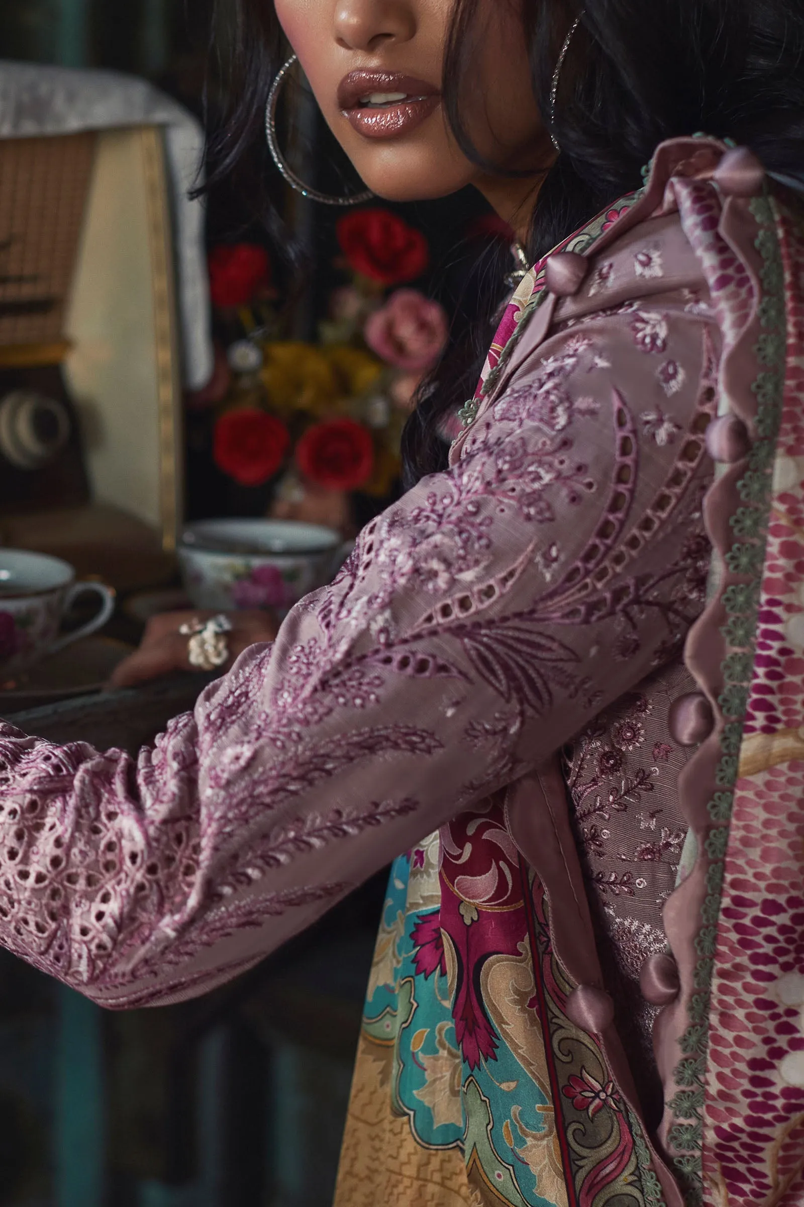 Chikankari Purple Kameez Salwar Pakistani Party Wear