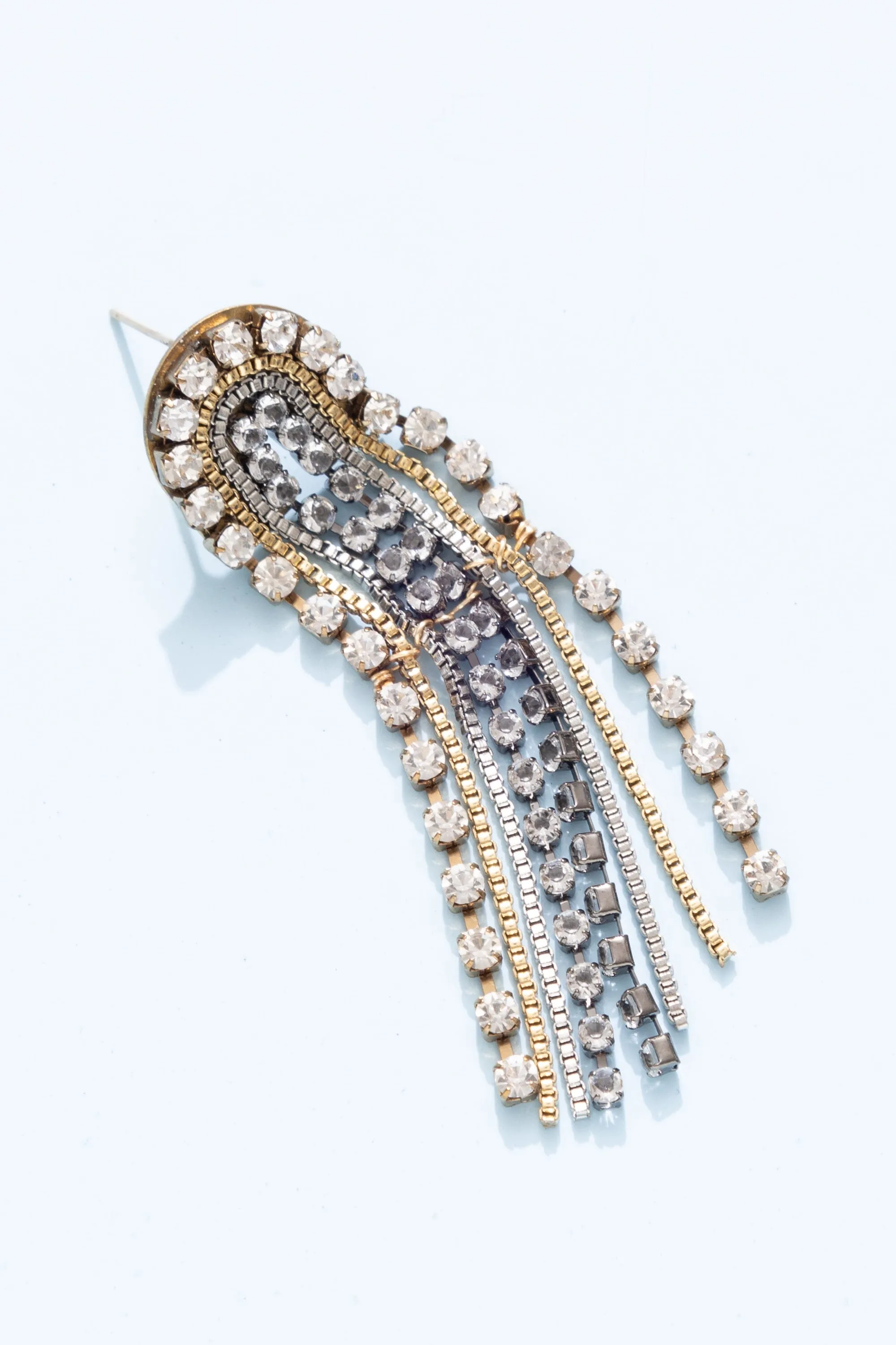 Clear Crystal Fringe Chain Earrings