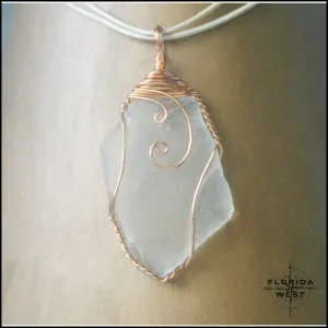 Clear Sea Glass - Copper Wire Wrap