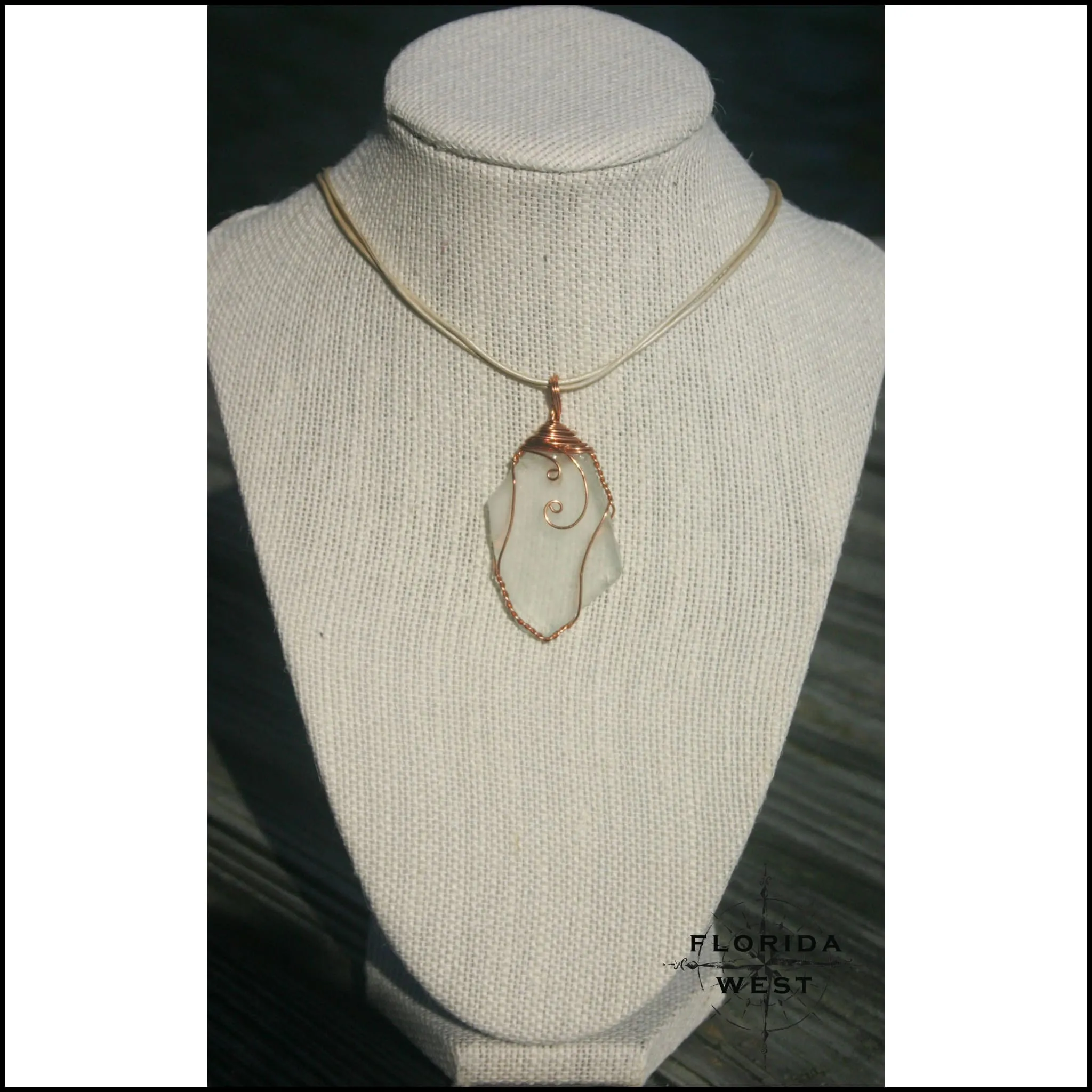 Clear Sea Glass - Copper Wire Wrap
