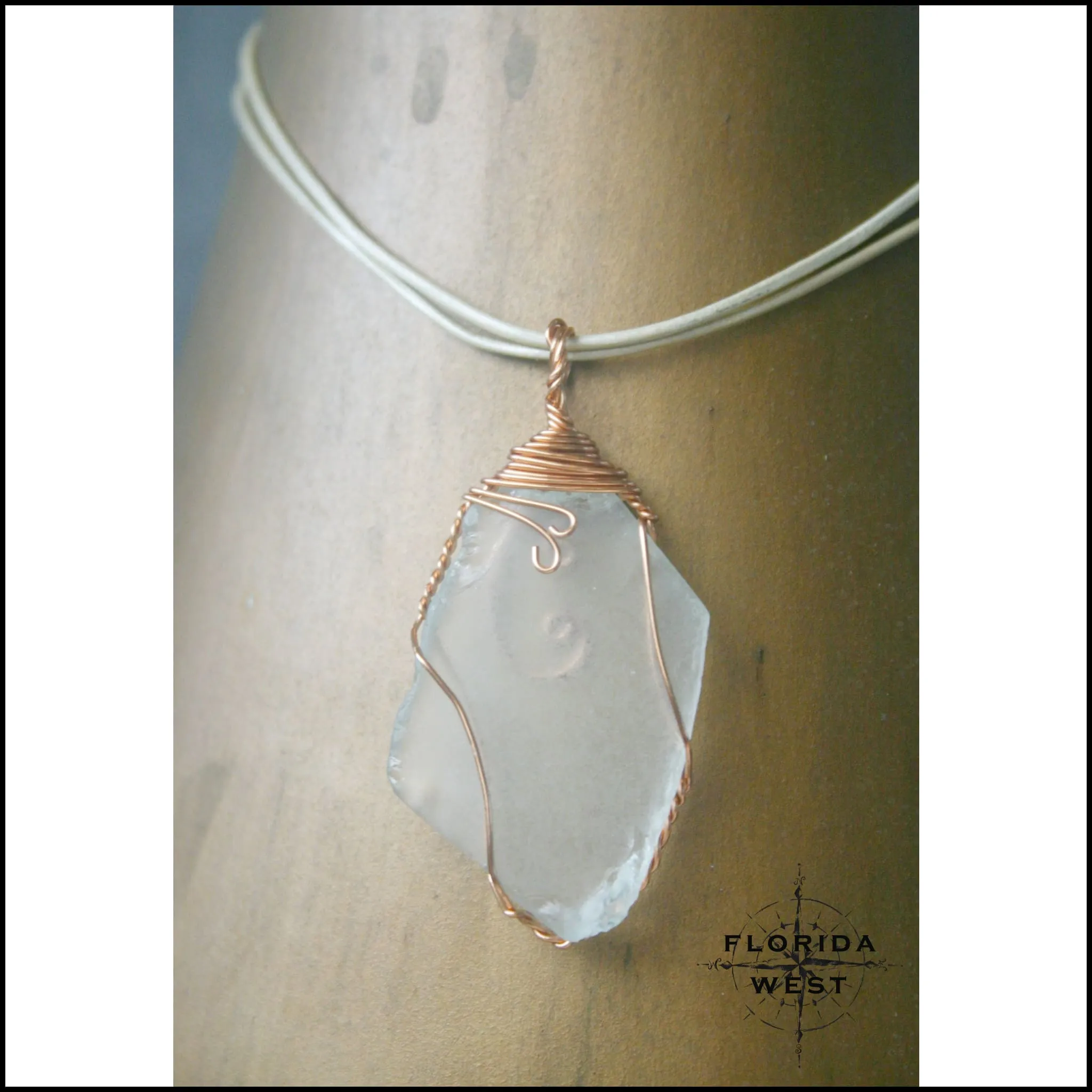 Clear Sea Glass - Copper Wire Wrap