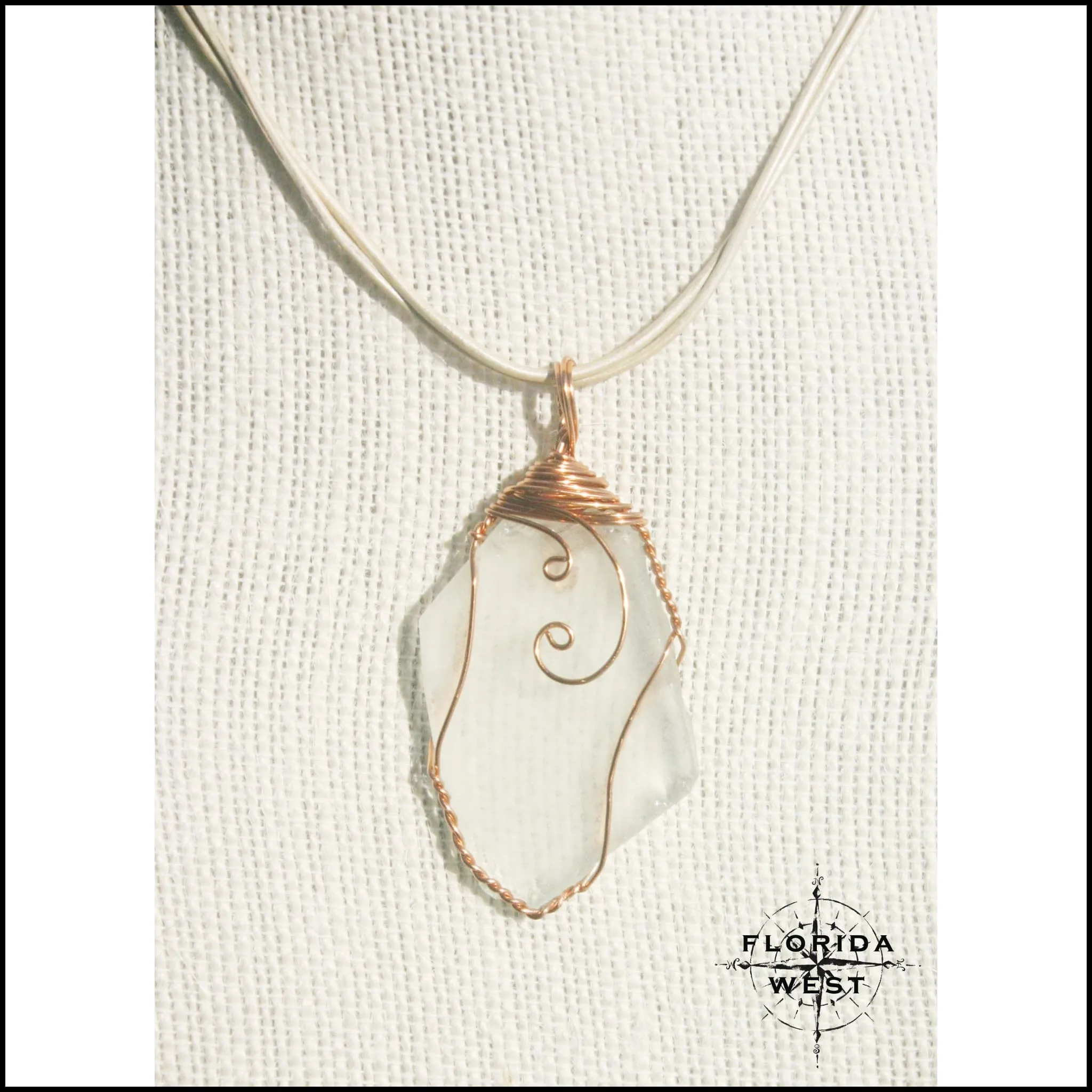 Clear Sea Glass - Copper Wire Wrap