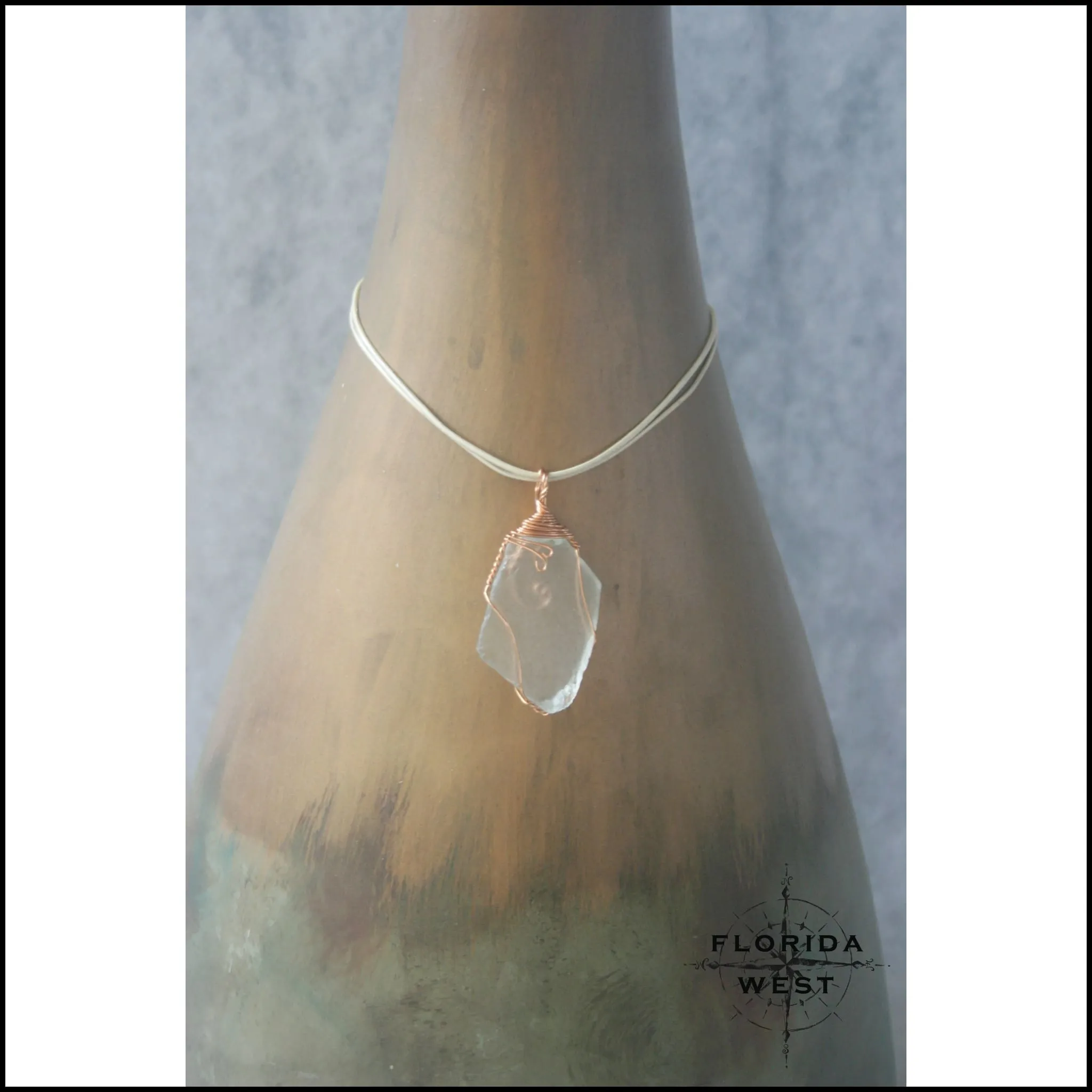 Clear Sea Glass - Copper Wire Wrap