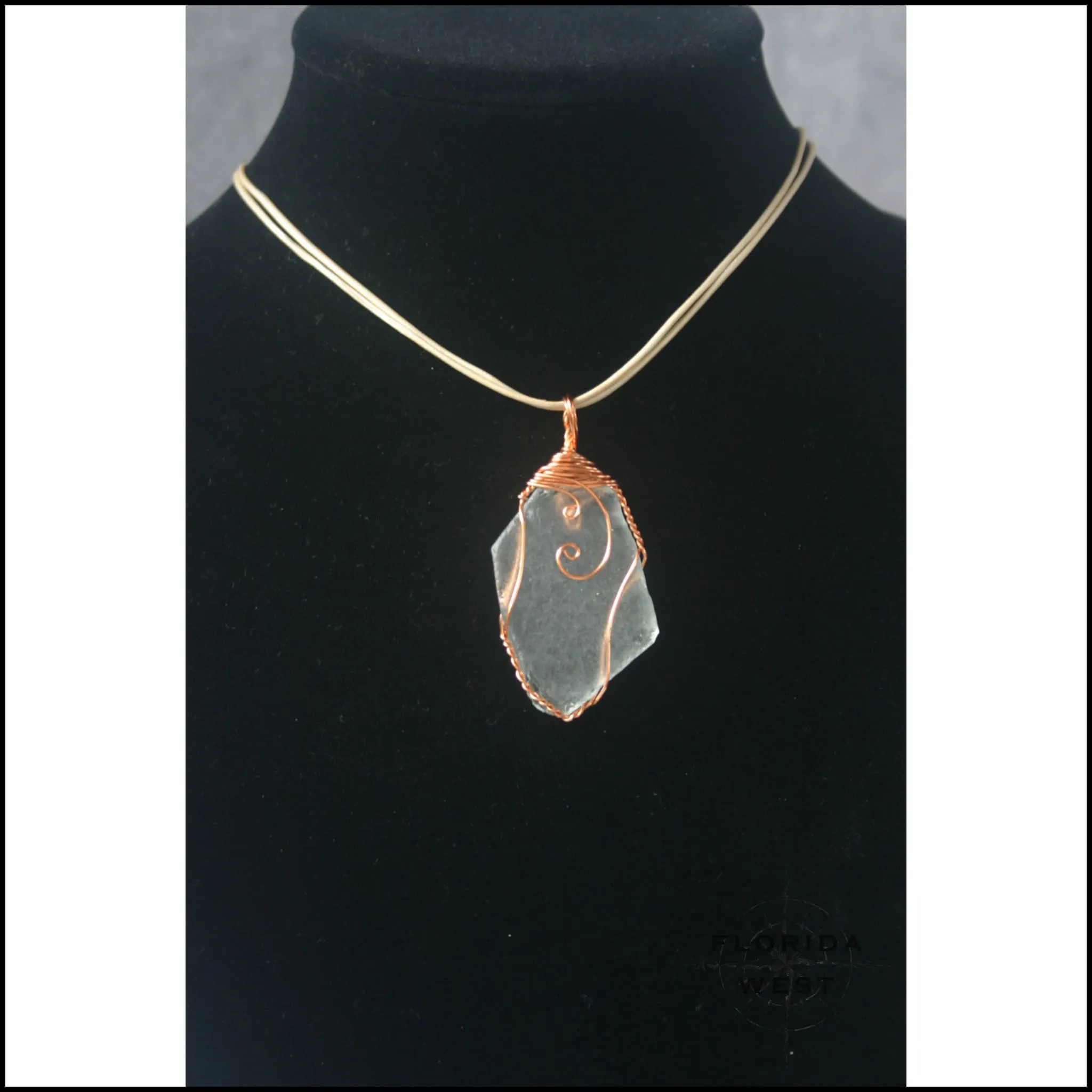 Clear Sea Glass - Copper Wire Wrap