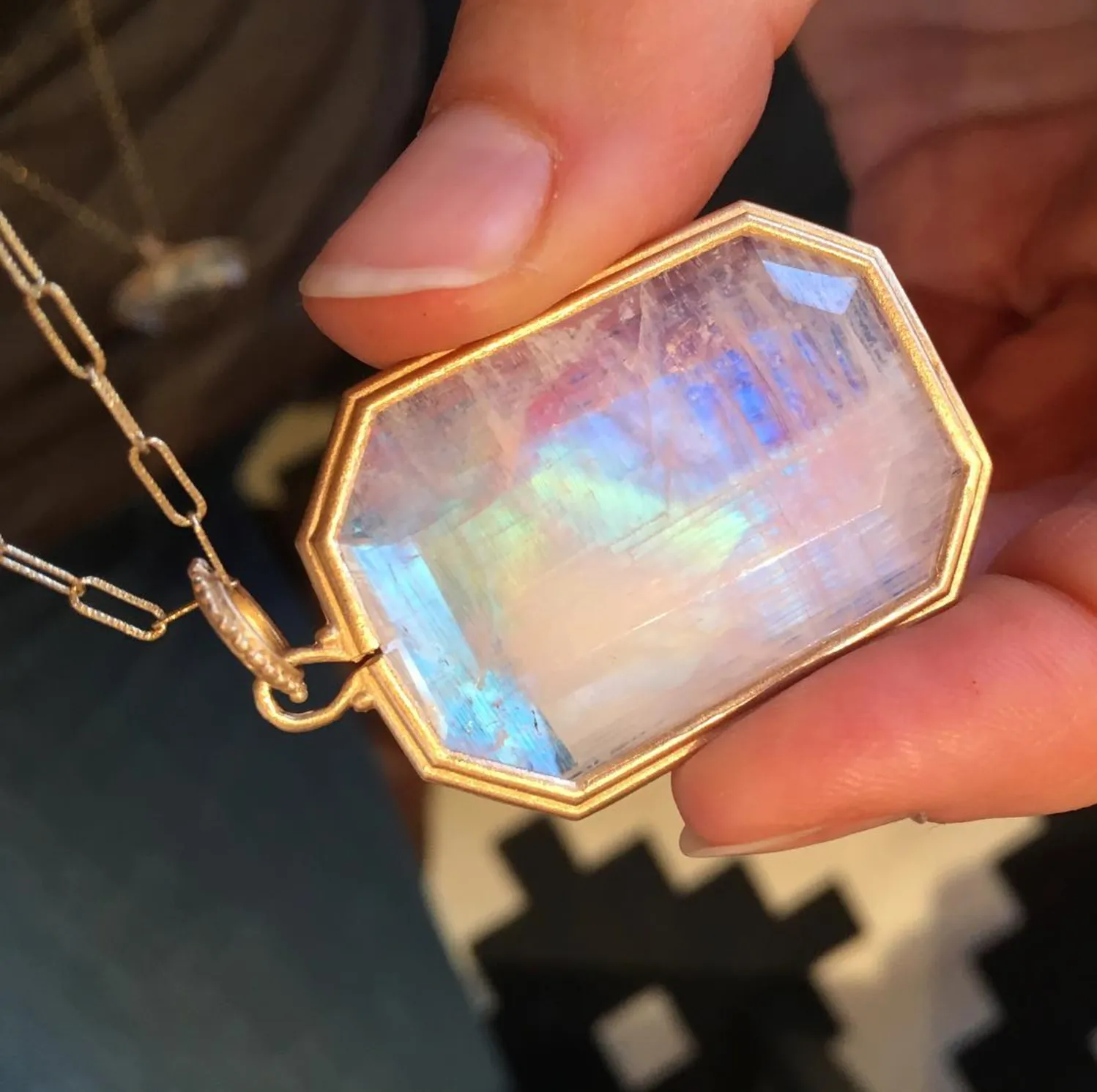 Clover Emerald Cut Moonstone Charm