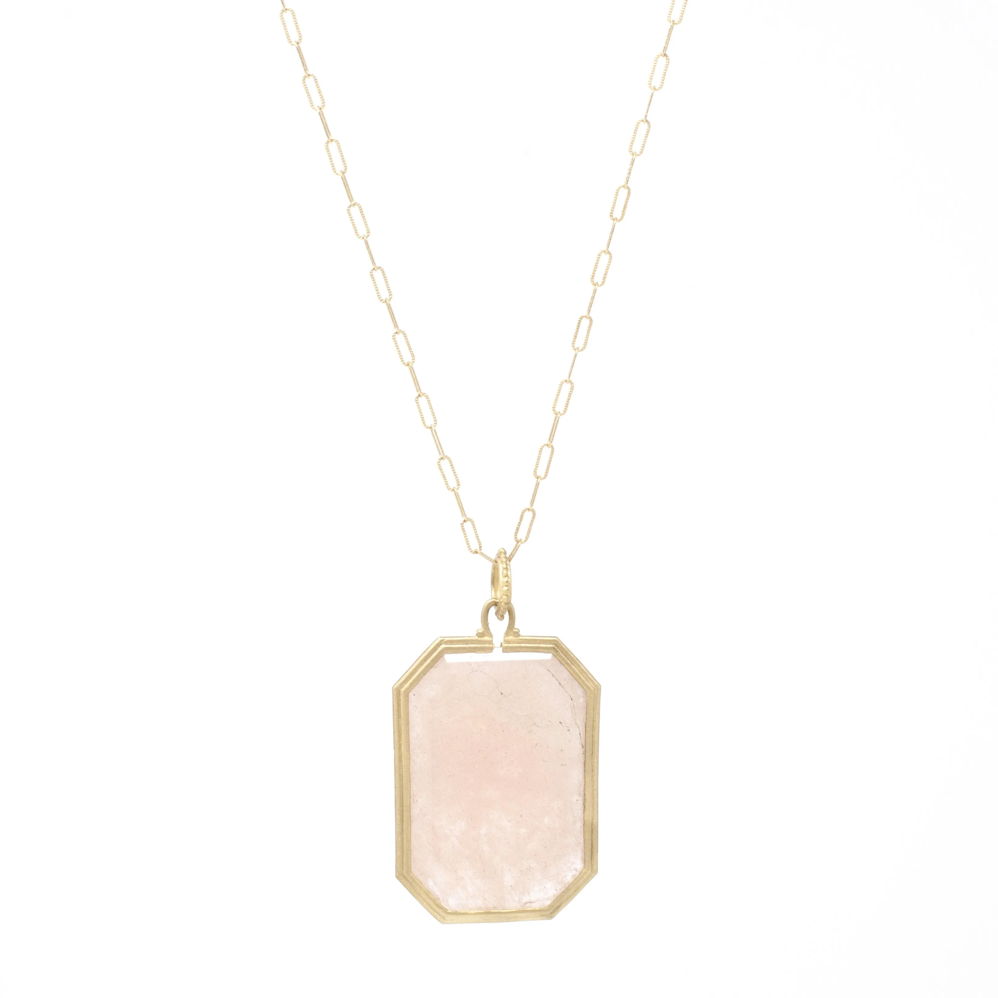 Clover Emerald Cut Morganite Charm