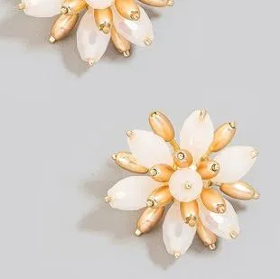Cluster Faceted Glass Beaded Cluster Earrings