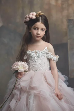 Cold Shoulder Flower Girl Dress with Ruffles