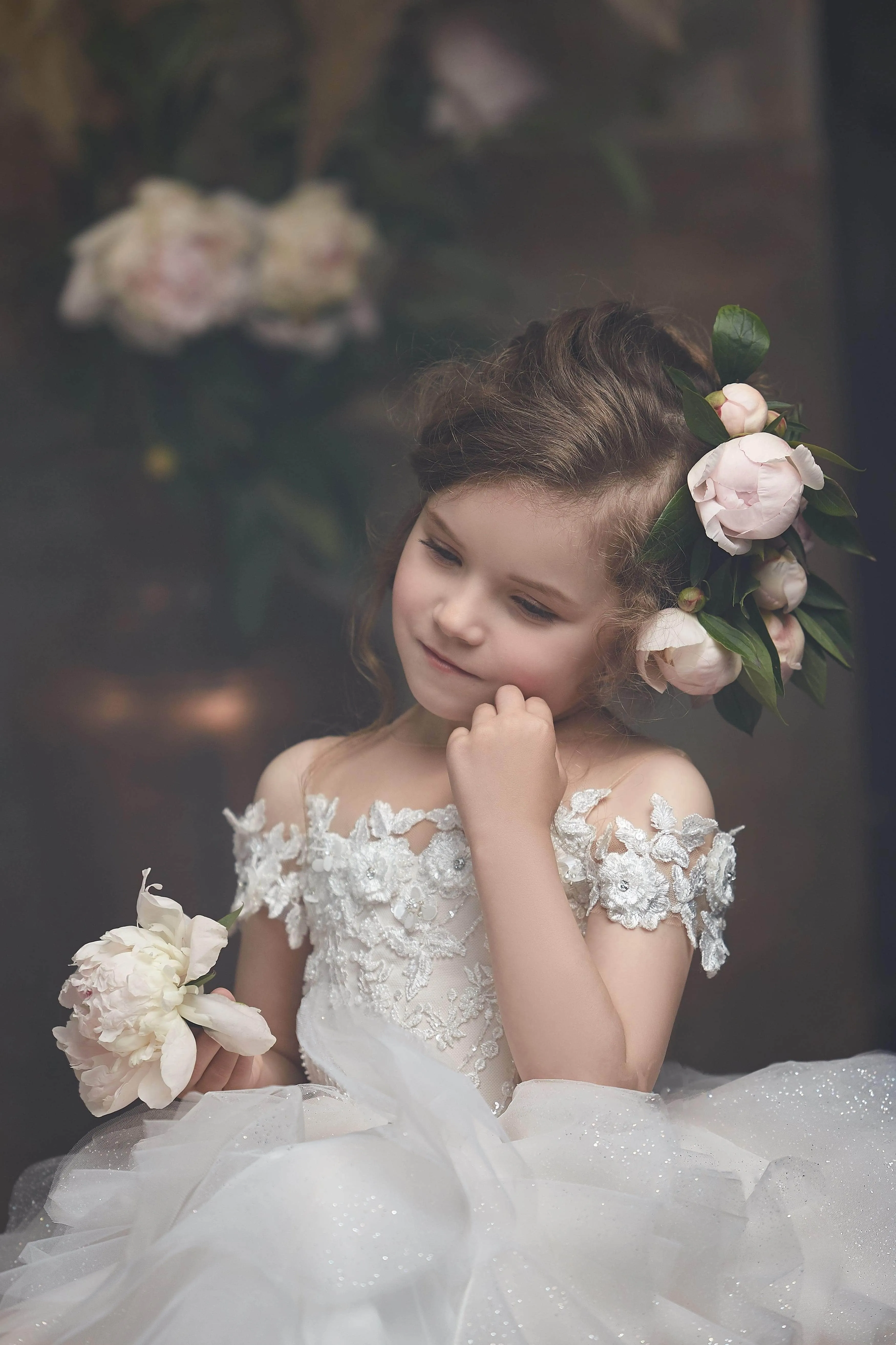 Cold Shoulder Flower Girl Dress with Ruffles