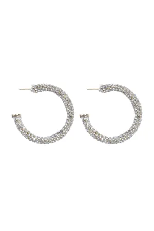 COLORED PAVE RHINESTONE HOOP EARRINGS