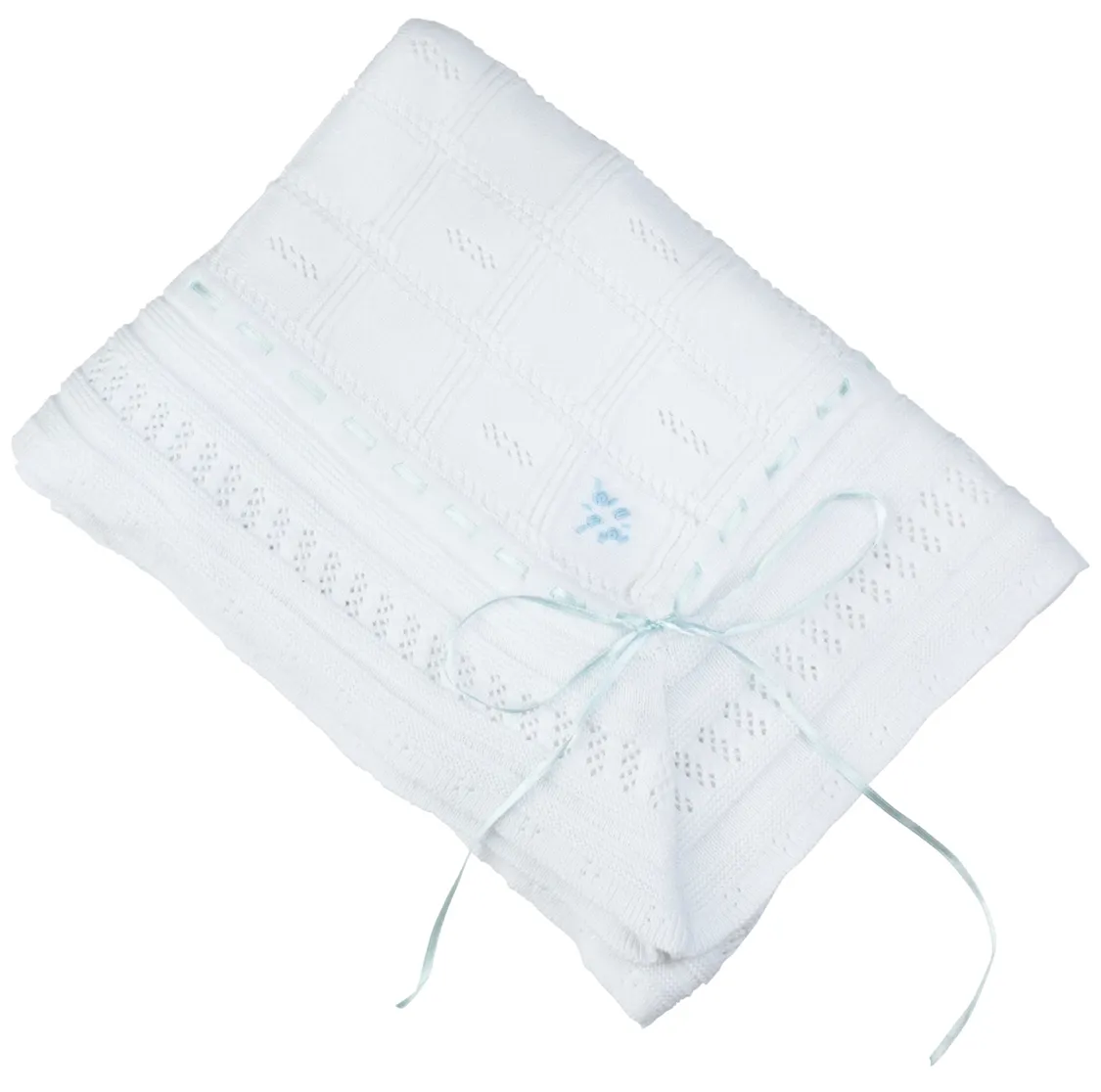 Contrast Ribbon Pointelle Knit Blankets