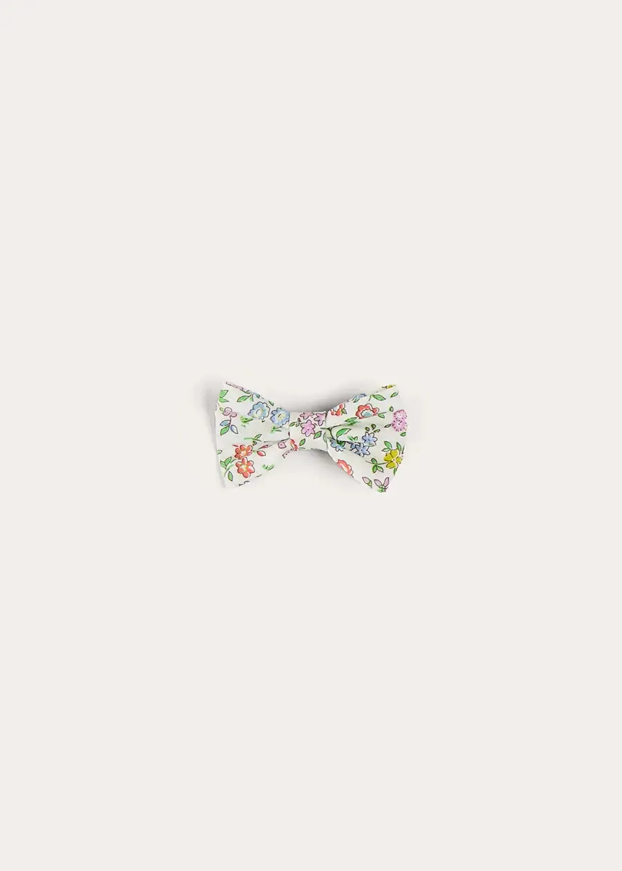 Cordelia Floral Small Bow Clip in Pink Made with Liberty Fabric