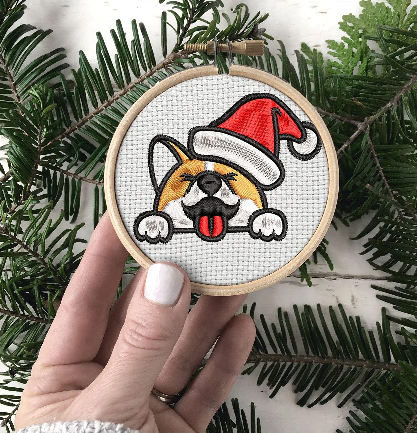 Corgi Christmas Embroidered Christmas Ornaments
