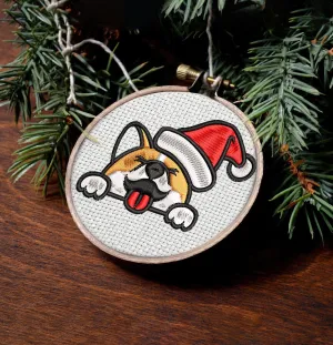 Corgi Christmas Embroidered Christmas Ornaments