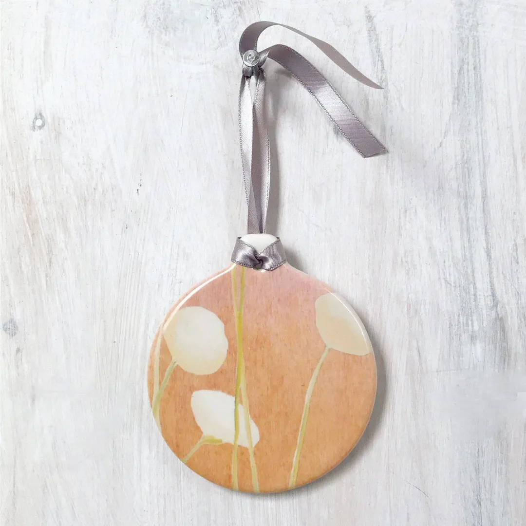 Cream Flowers on Orange Room Ornament