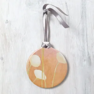 Cream Flowers on Orange Room Ornament