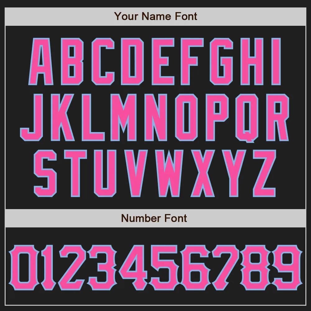 Custom Black Pink-Light Blue 3D Pattern Design Abstract Network Authentic Baseball Jersey
