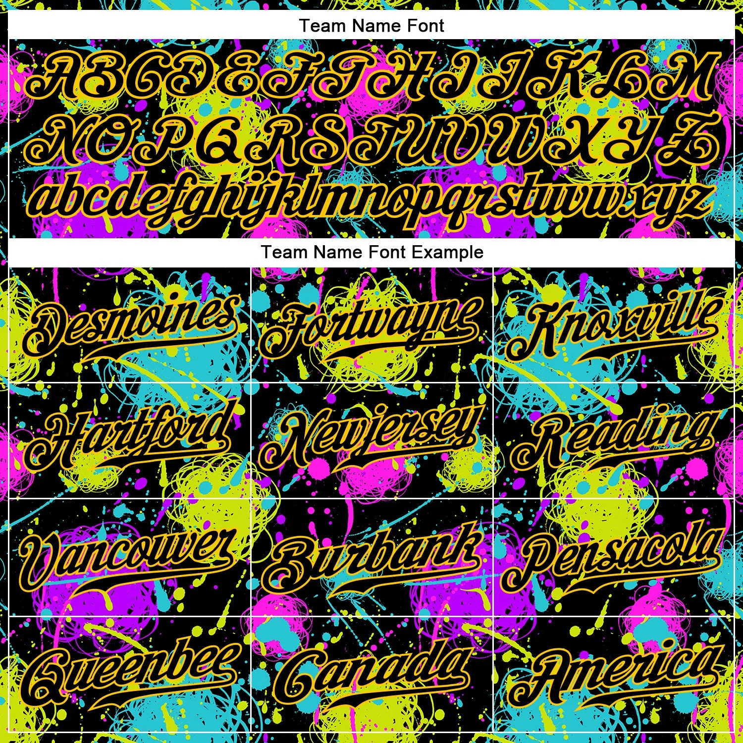 Custom Graffiti Pattern Black-Gold 3D Neon Splatter Authentic Baseball Jersey
