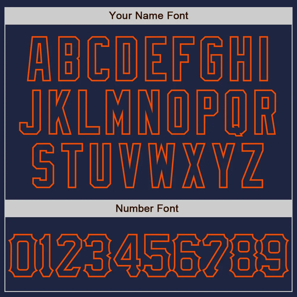 Custom Navy Orange 3D Pattern Design Curve Lines Authentic Baseball Jersey