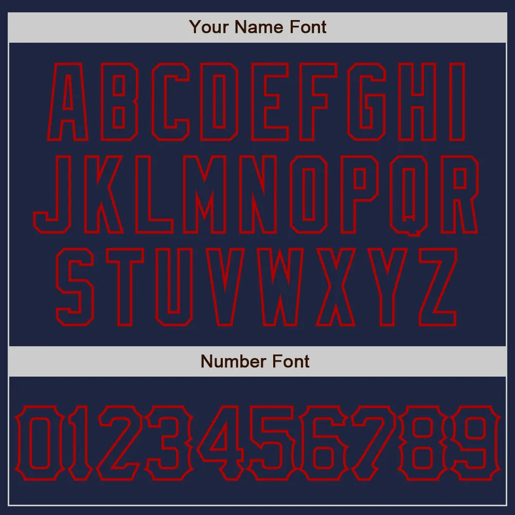 Custom Navy Red 3D Pattern Design Curve Lines Authentic Baseball Jersey