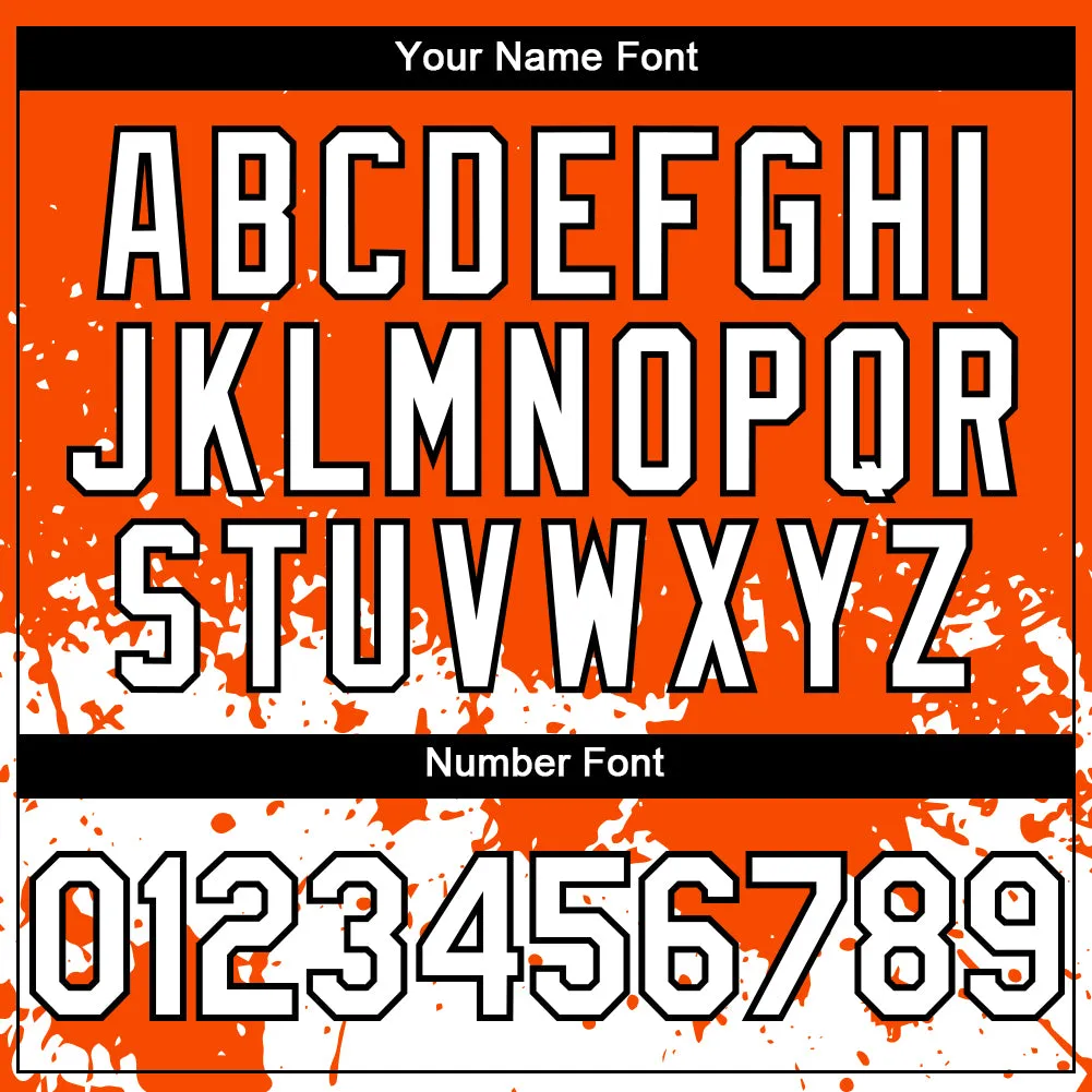 Custom Orange White-Black 3D Pattern Design Abstract Splash Grunge Art Authentic Baseball Jersey