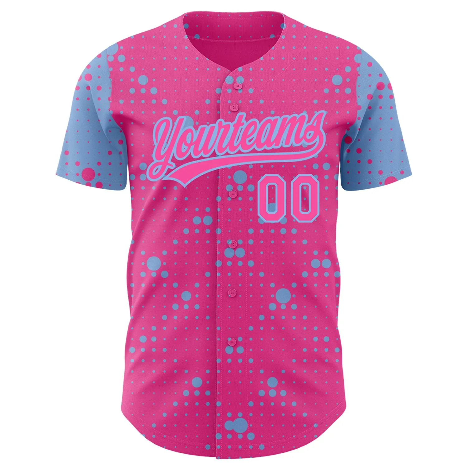 Custom Pink Light Blue 3D Pattern Design Geometric Halftone Dots Authentic Baseball Jersey