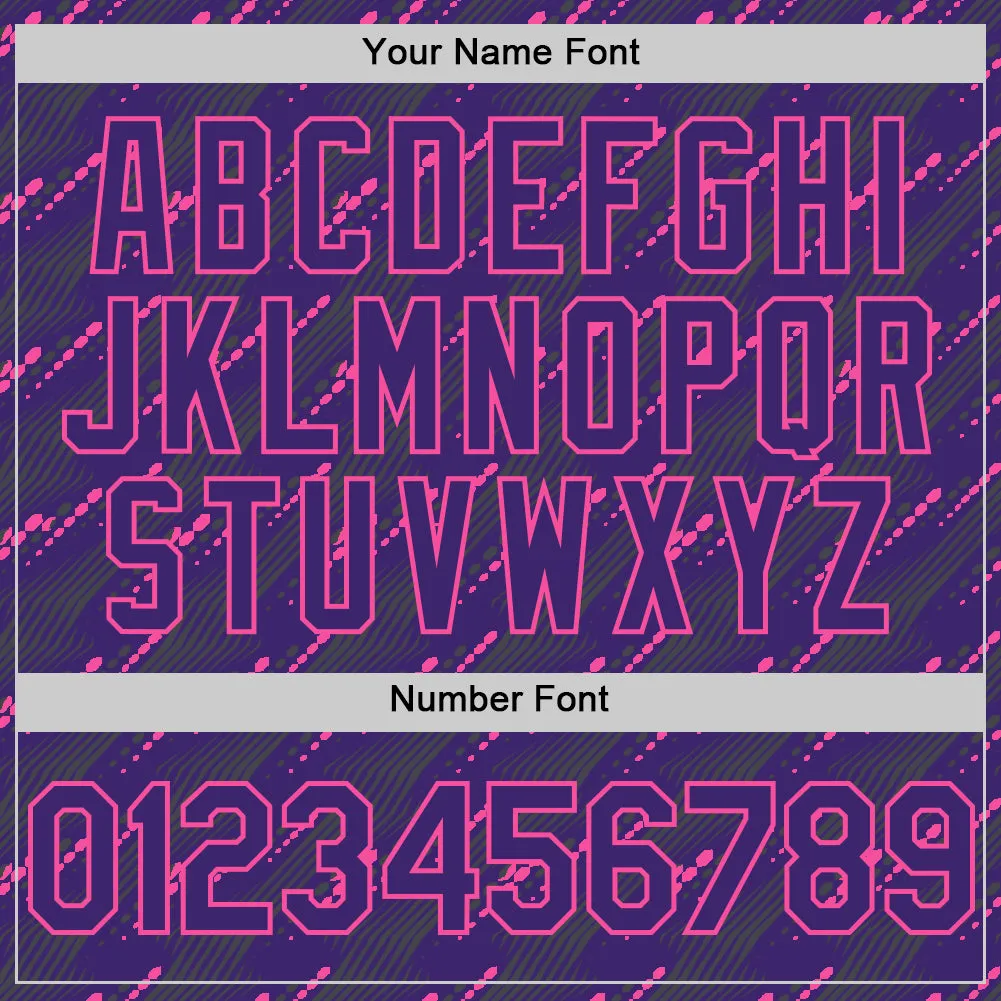 Custom Purple Pink 3D Pattern Design Slant Lines Authentic Baseball Jersey