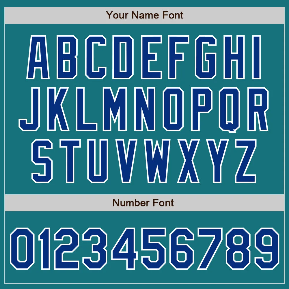 Custom Teal Royal-White Authentic Baseball Jersey