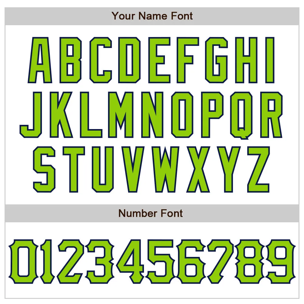 Custom White Neon Green-Navy 3D Pattern Design Abstract Splash Authentic Baseball Jersey