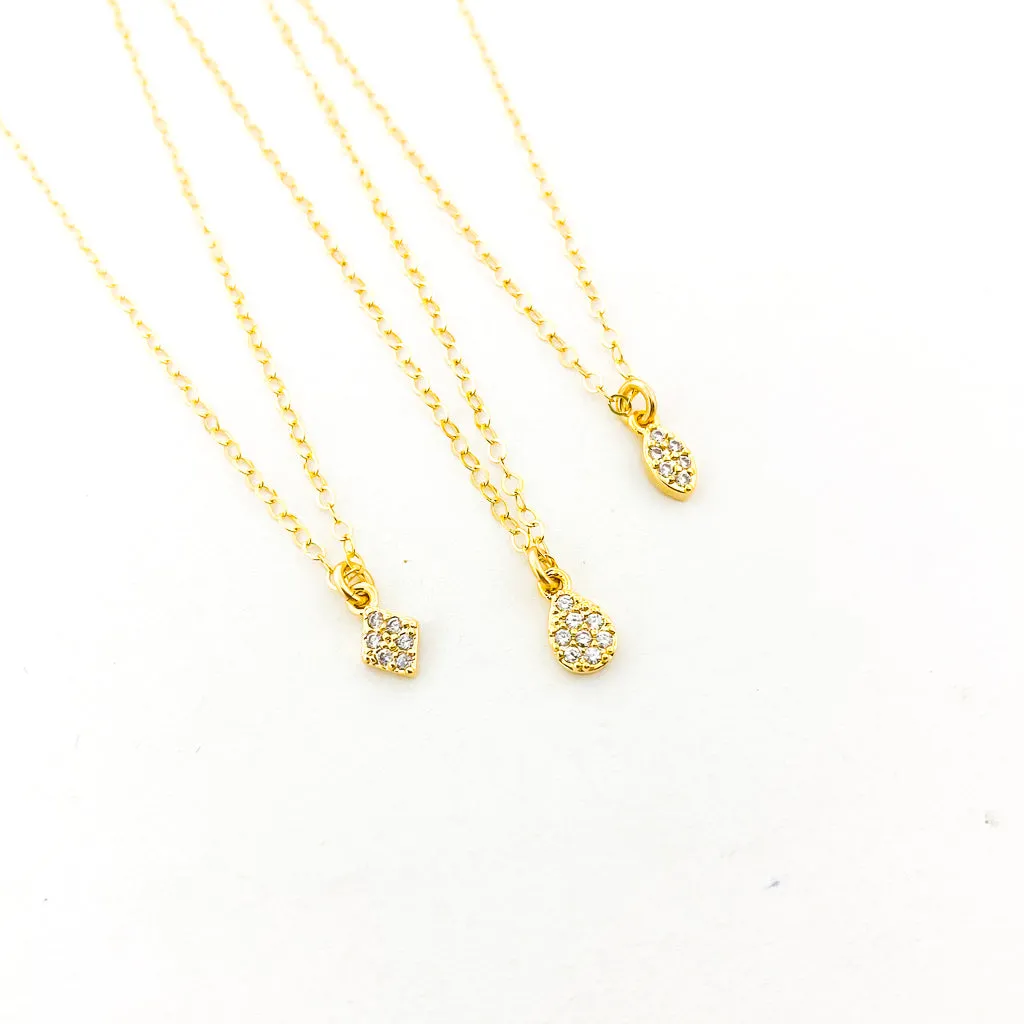 Dahlia Mini Rhinestone Pendant Necklace