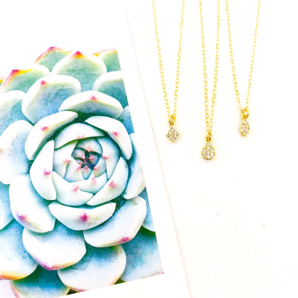 Dahlia Mini Rhinestone Pendant Necklace
