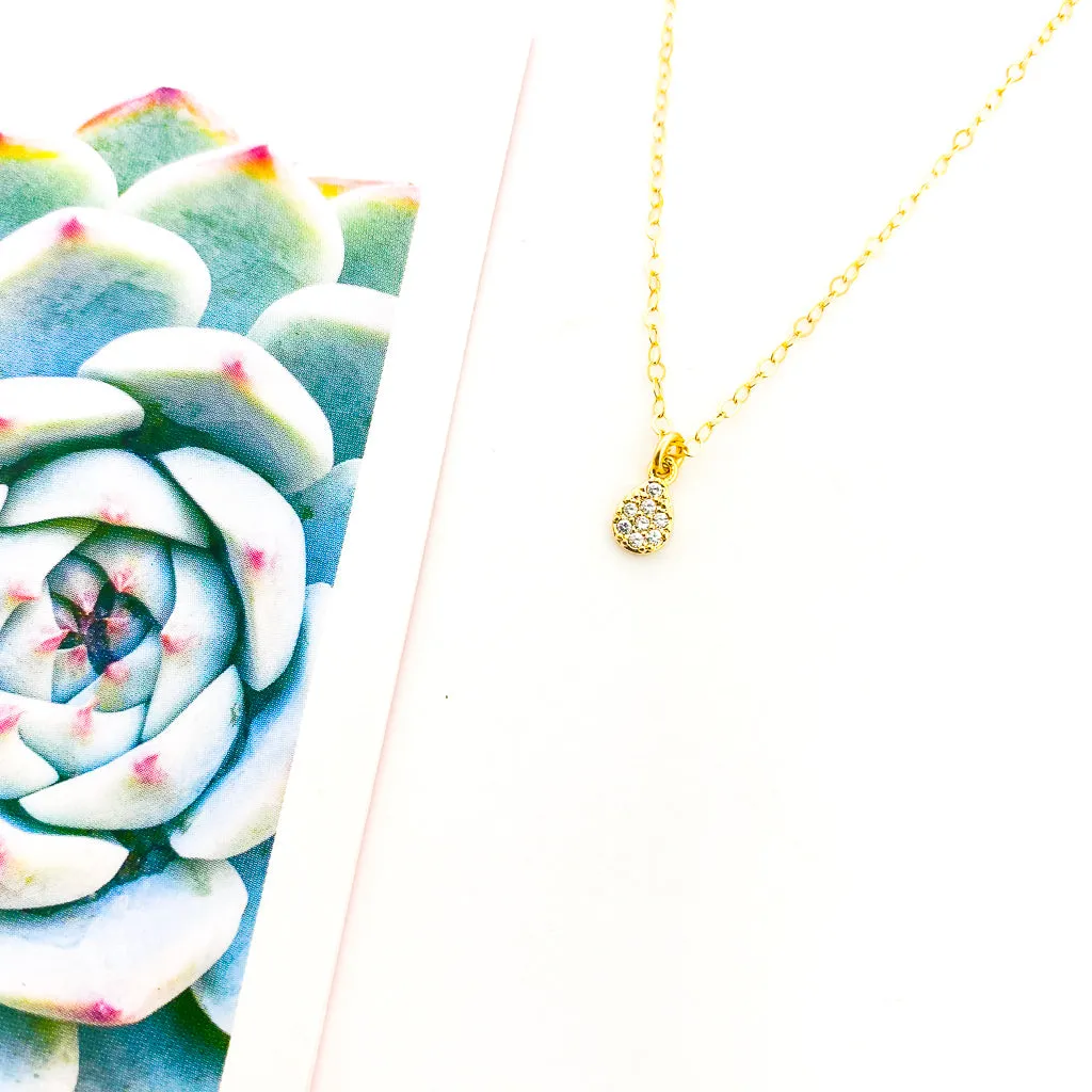 Dahlia Mini Rhinestone Pendant Necklace