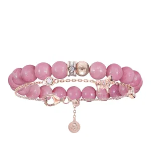 Dala Horse Rhodonite & Meteorite Stacked Bracelet