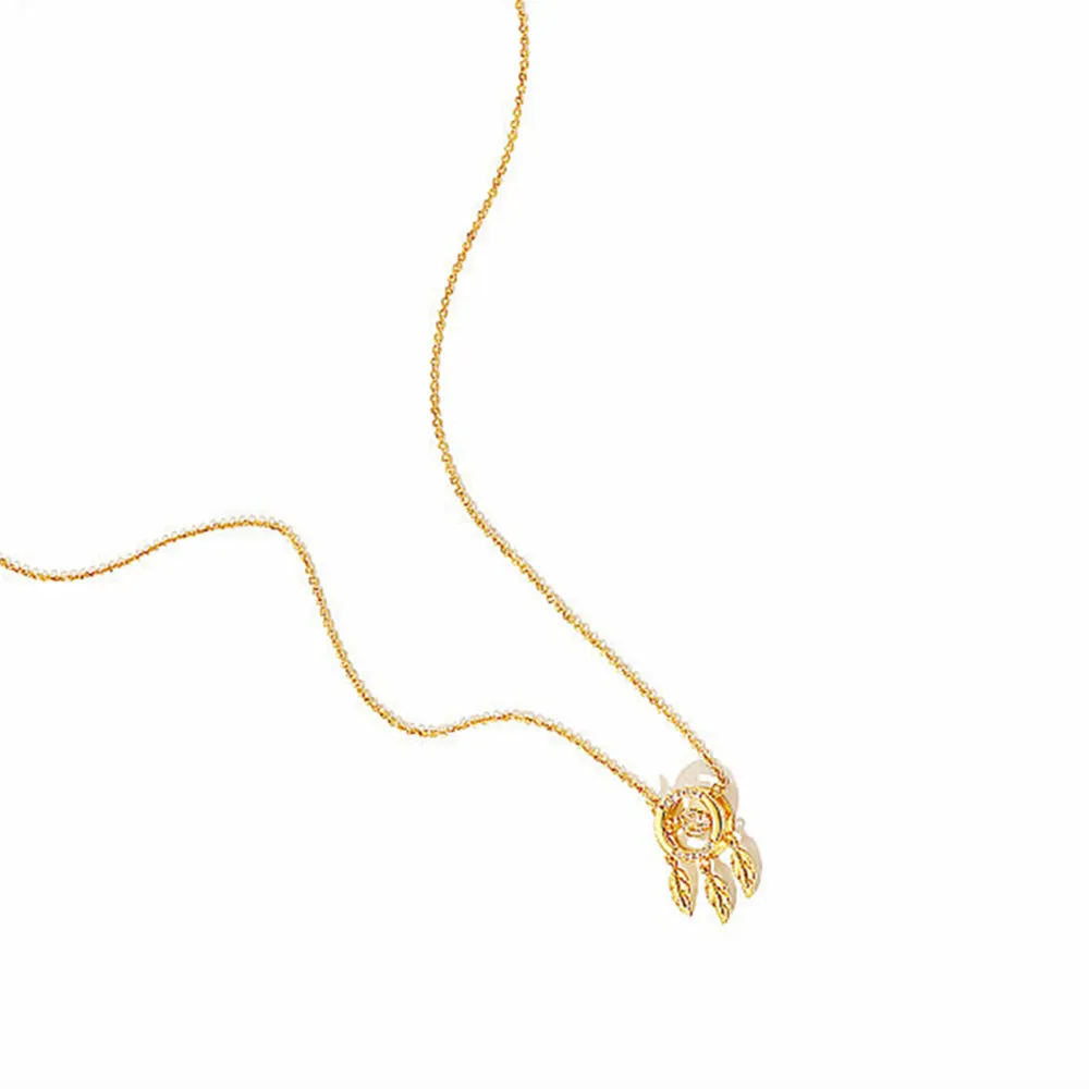 Dancing Diamond Feather Charm Pendant Necklace