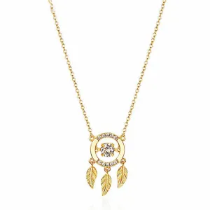 Dancing Diamond Feather Charm Pendant Necklace