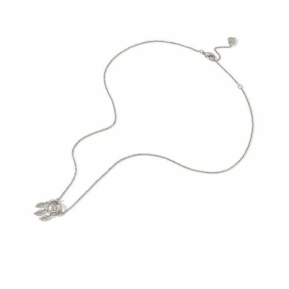 Dancing Diamond Feather Charm Pendant Necklace