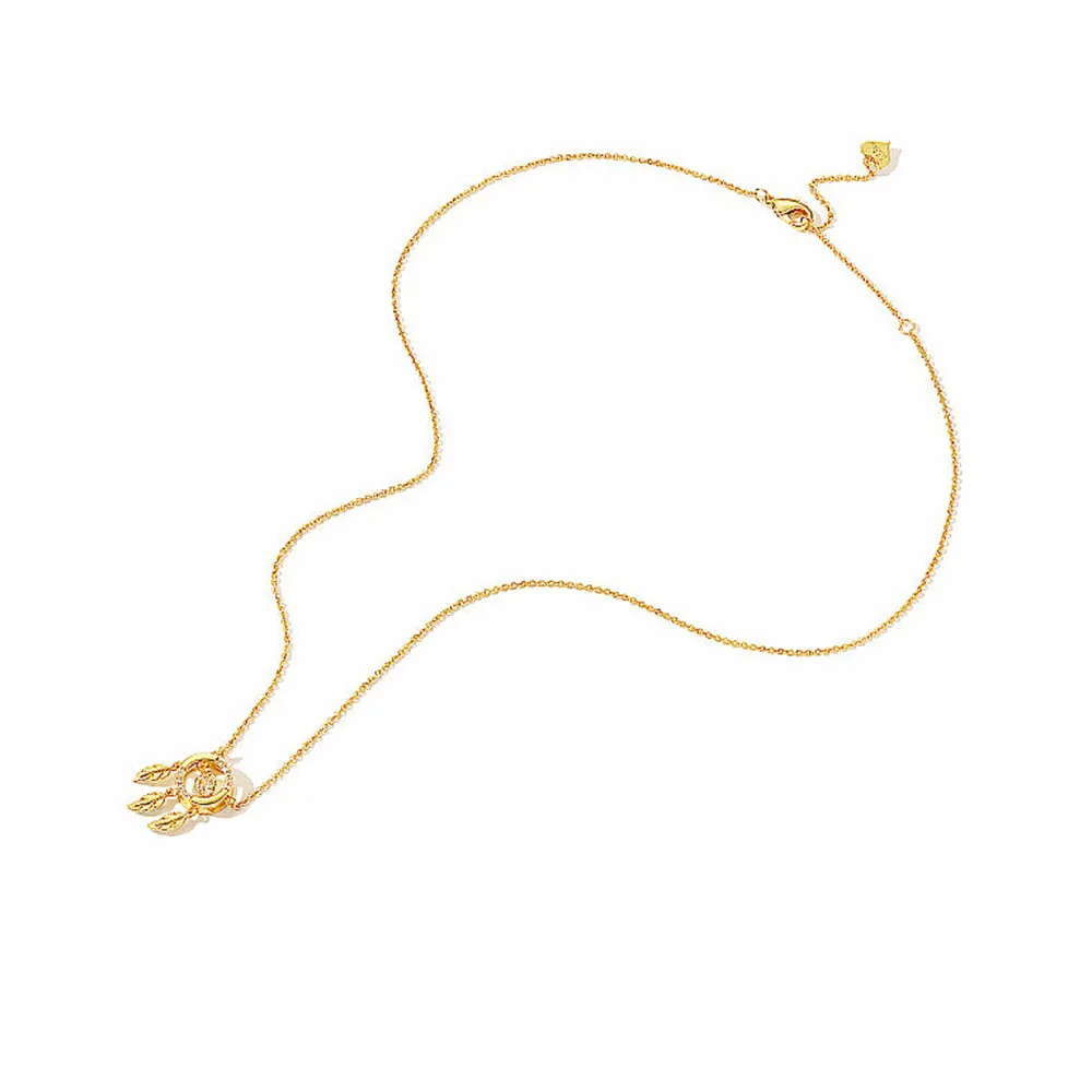 Dancing Diamond Feather Charm Pendant Necklace
