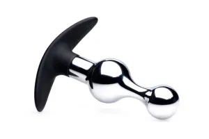 Dark Drop Metal and Silicone Beaded Anal Plug
