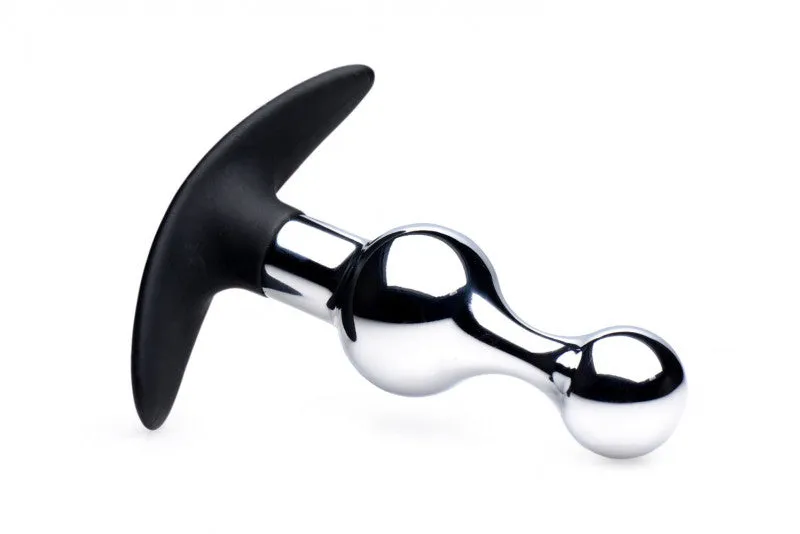 Dark Drop Metal and Silicone Beaded Anal Plug