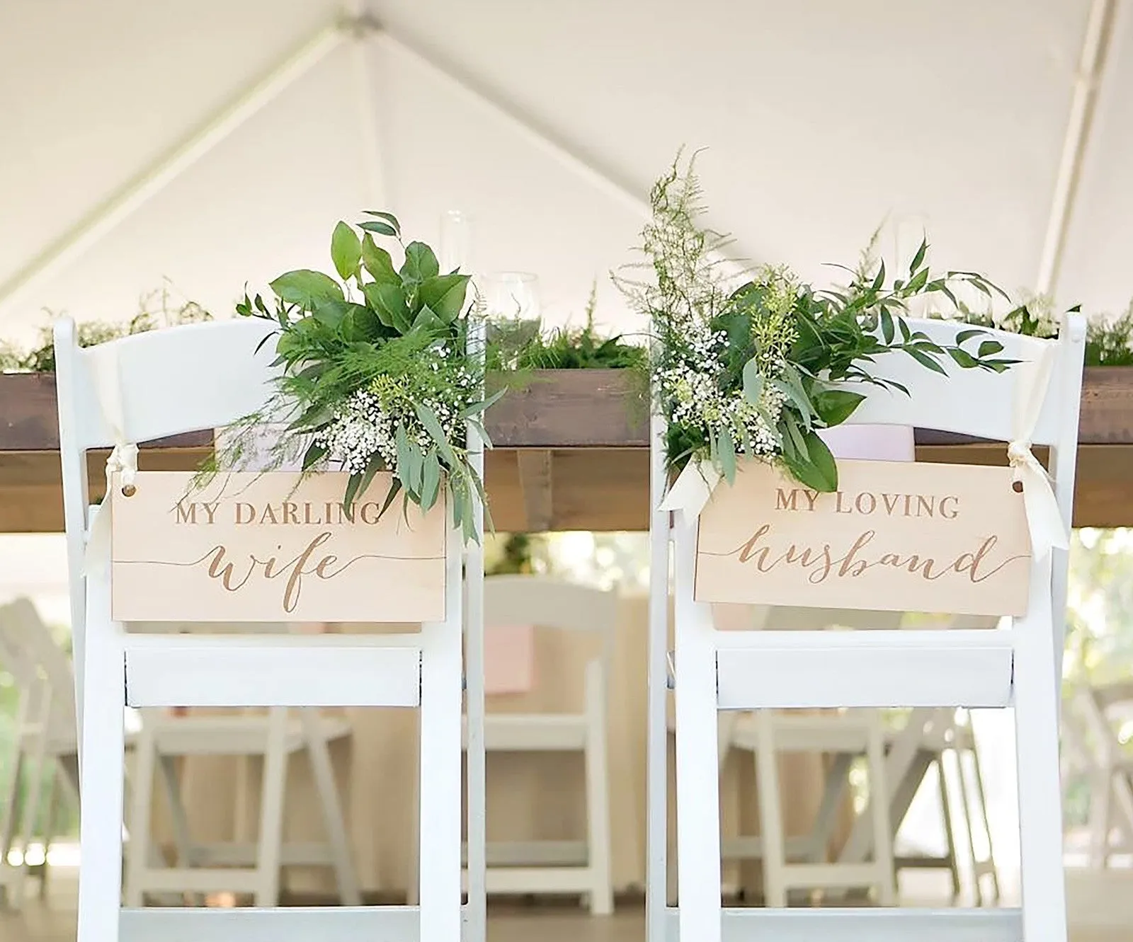 Darling Wife, Loving Husband Chair Signs