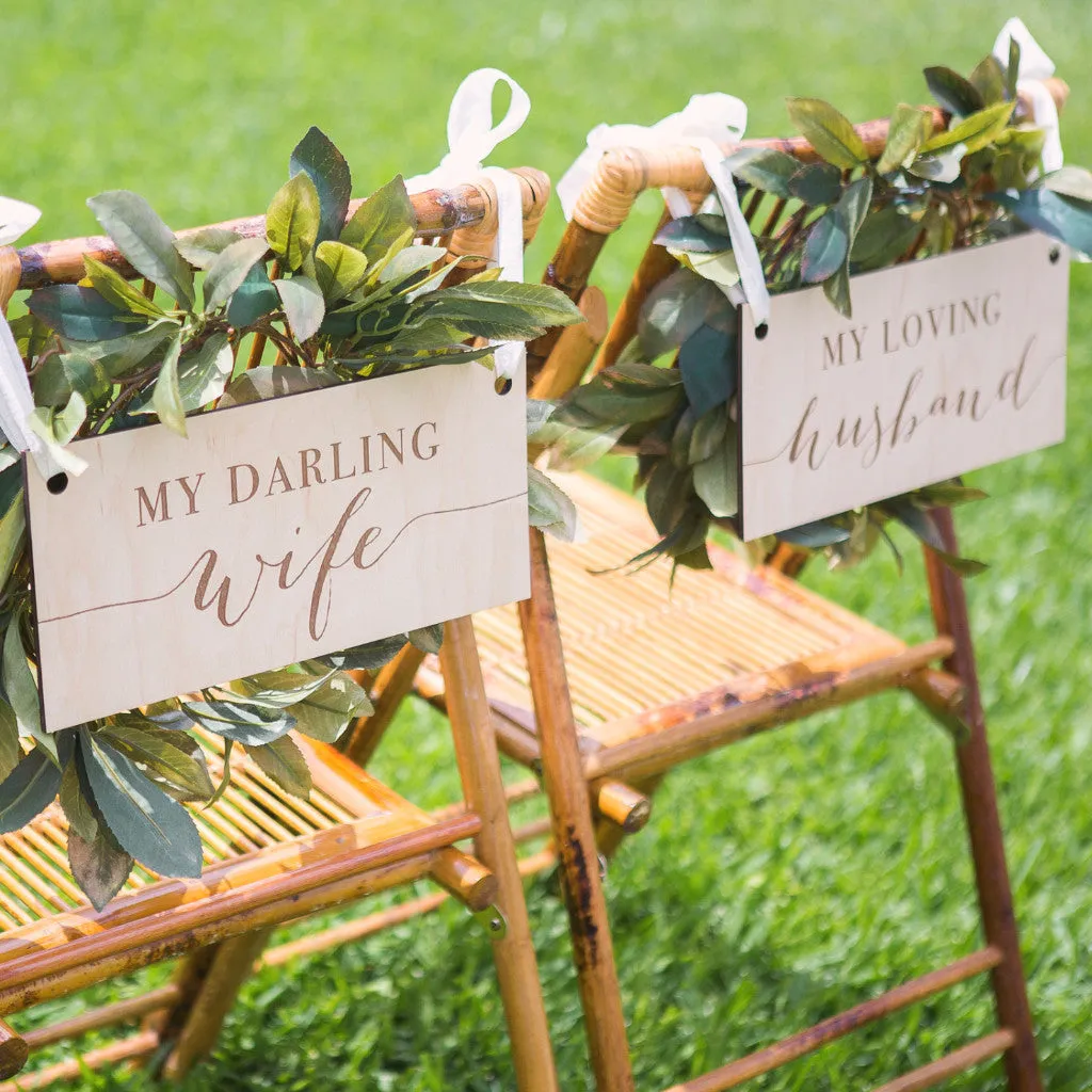 Darling Wife, Loving Husband Chair Signs