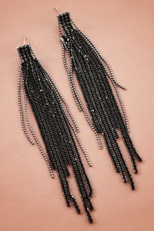 Dazzling Black  Rhinestone Earring *
