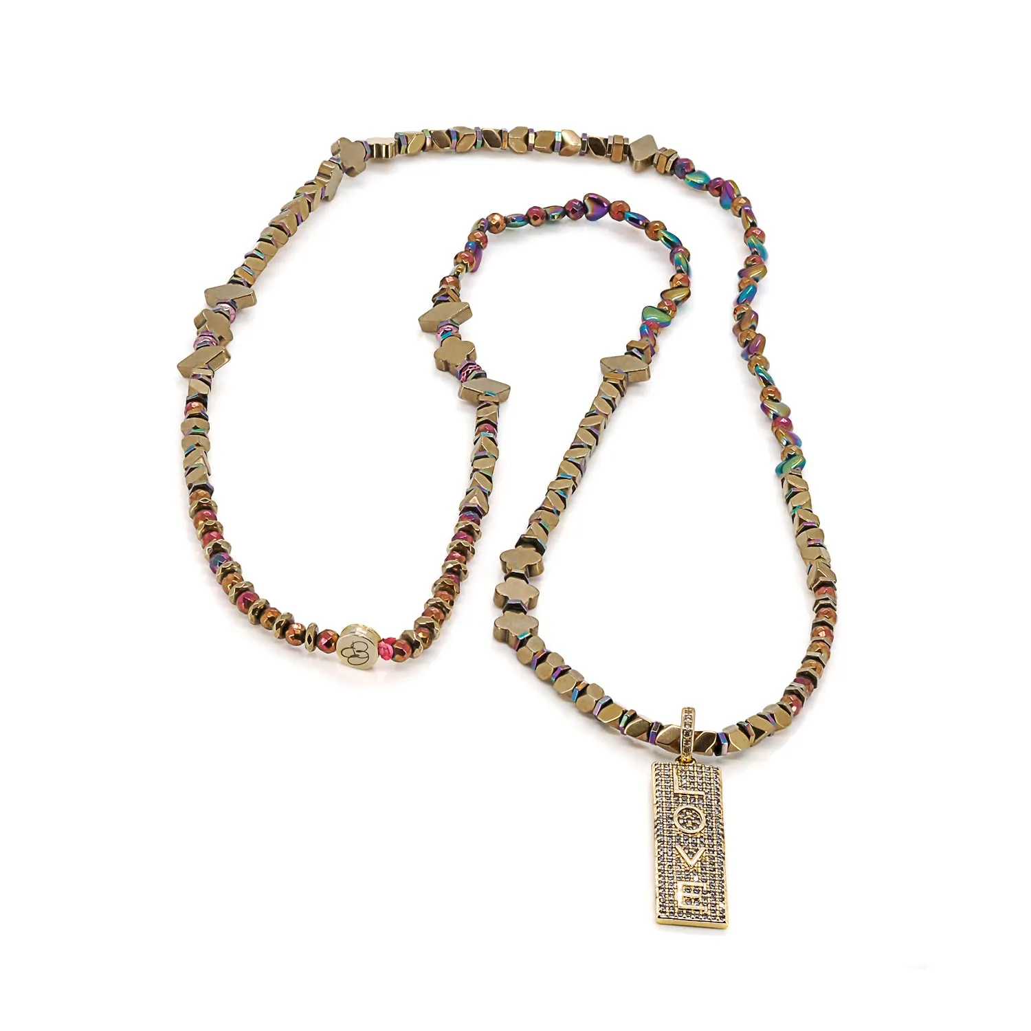 Diamond & Gold Love Pendant Positive Vibration Necklace